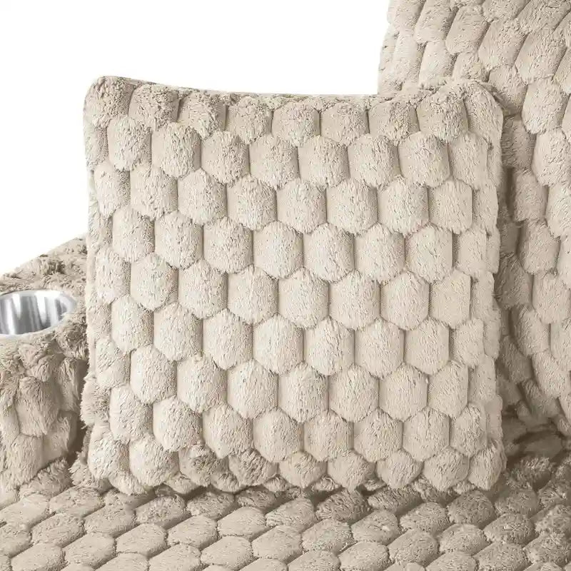 Chaise moderna imbottita con due braccioli e seduta oversize