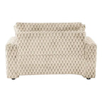 Chaise moderna imbottita con due braccioli e seduta oversize