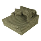 Chaise moderna imbottita con due braccioli e seduta oversize