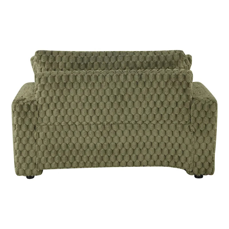 Chaise moderna imbottita con due braccioli e seduta oversize