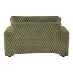 Chaise moderna imbottita con due braccioli e seduta oversize