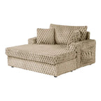 Chaise moderna imbottita con due braccioli e seduta oversize
