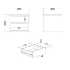 Comodino/Tavolino a 2 cassetti alto 43 cm