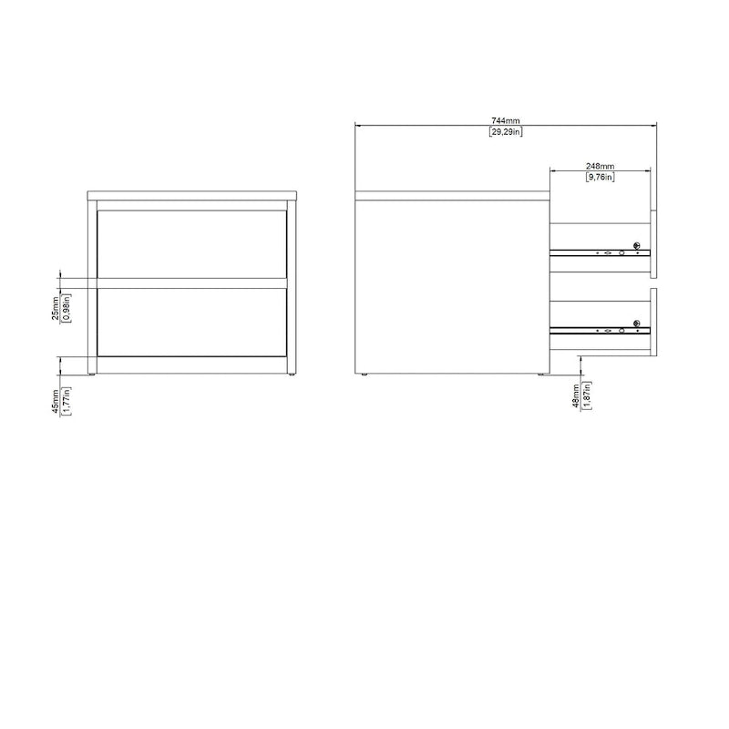 Comodino/Tavolino a 2 cassetti alto 43 cm
