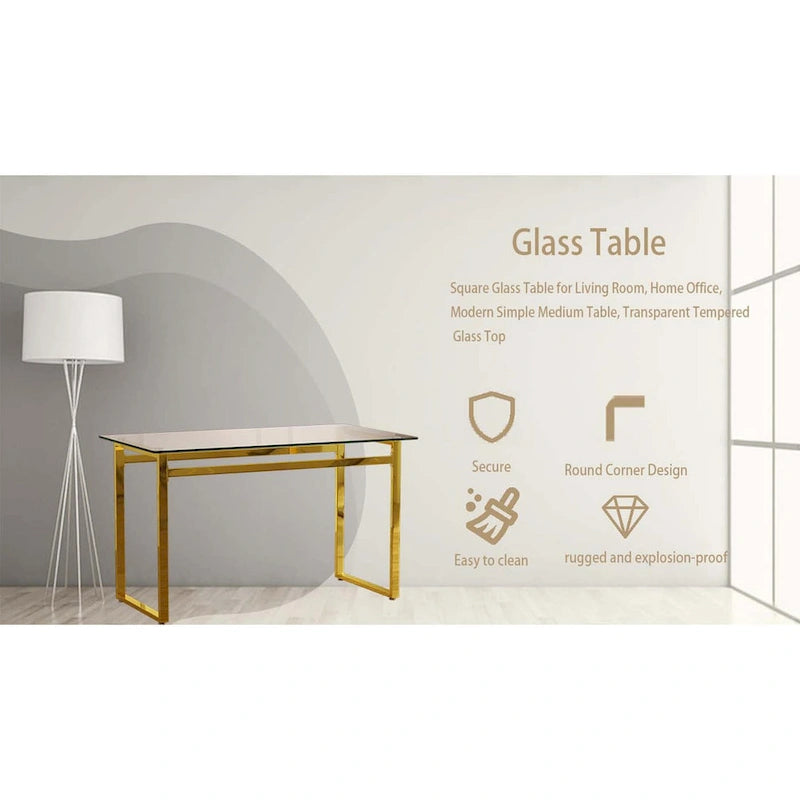Tavolo da Pranzo Rettangolare in Vetro Minimalista