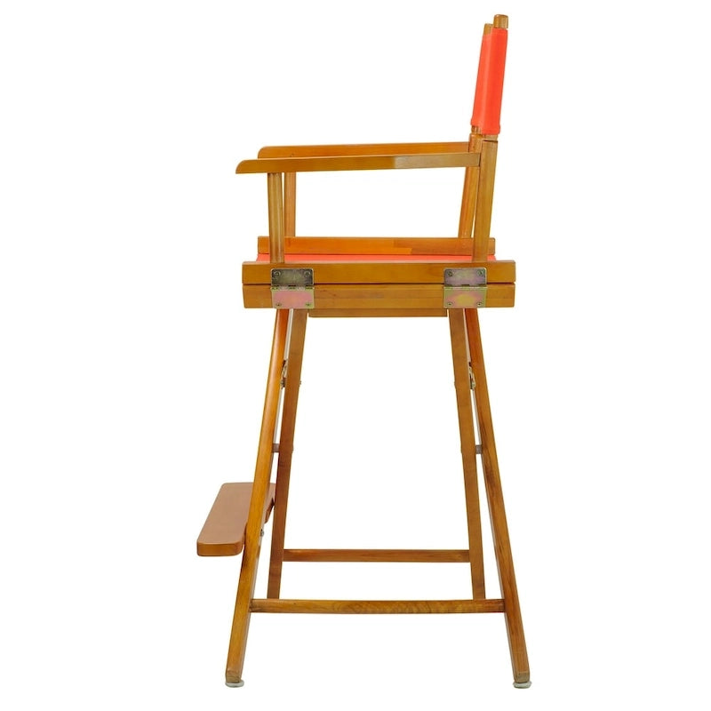 Sedia da regista in rovere color miele con telaio da 24 pollici, altezza bancone