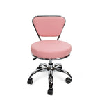 Sgabello basso regolabile da 13 a 15 pollici con schienale, rosa - N/A
