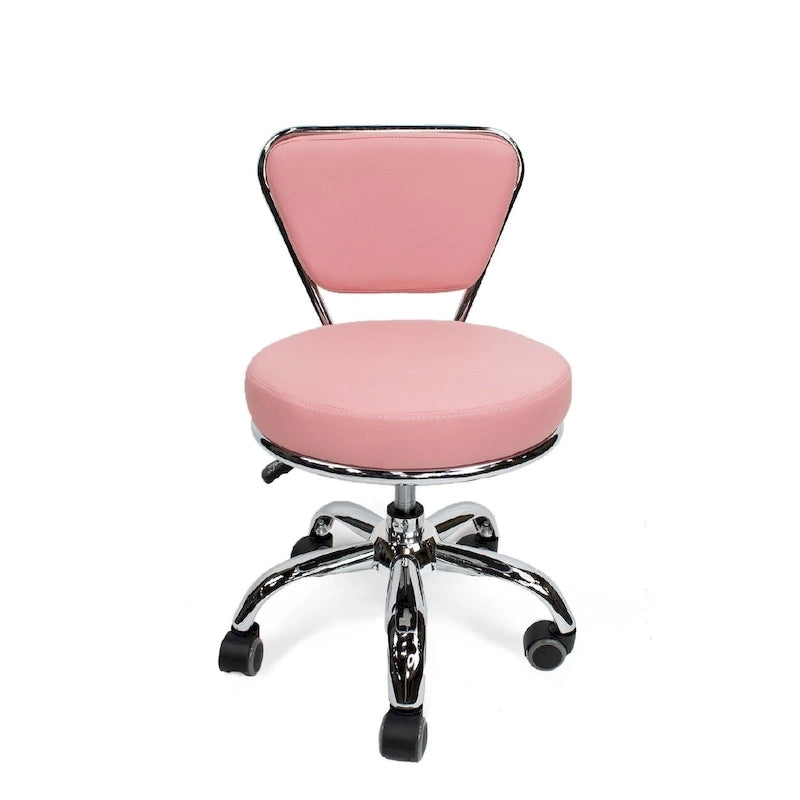 Sgabello basso regolabile da 13 a 15 pollici con schienale, rosa - N/A