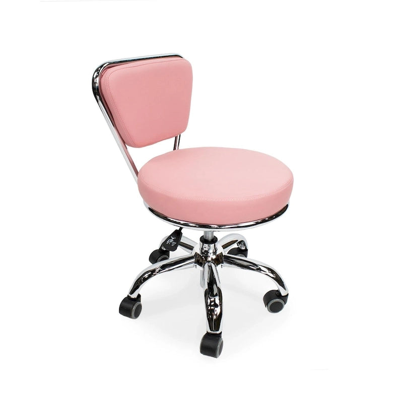 Sgabello basso regolabile da 13 a 15 pollici con schienale, rosa - N/A