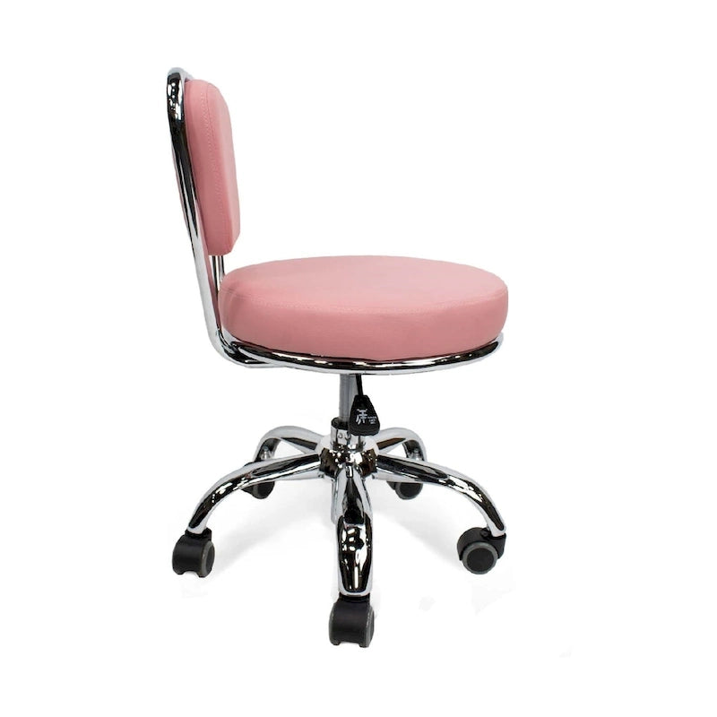 Sgabello basso regolabile da 13 a 15 pollici con schienale, rosa - N/A