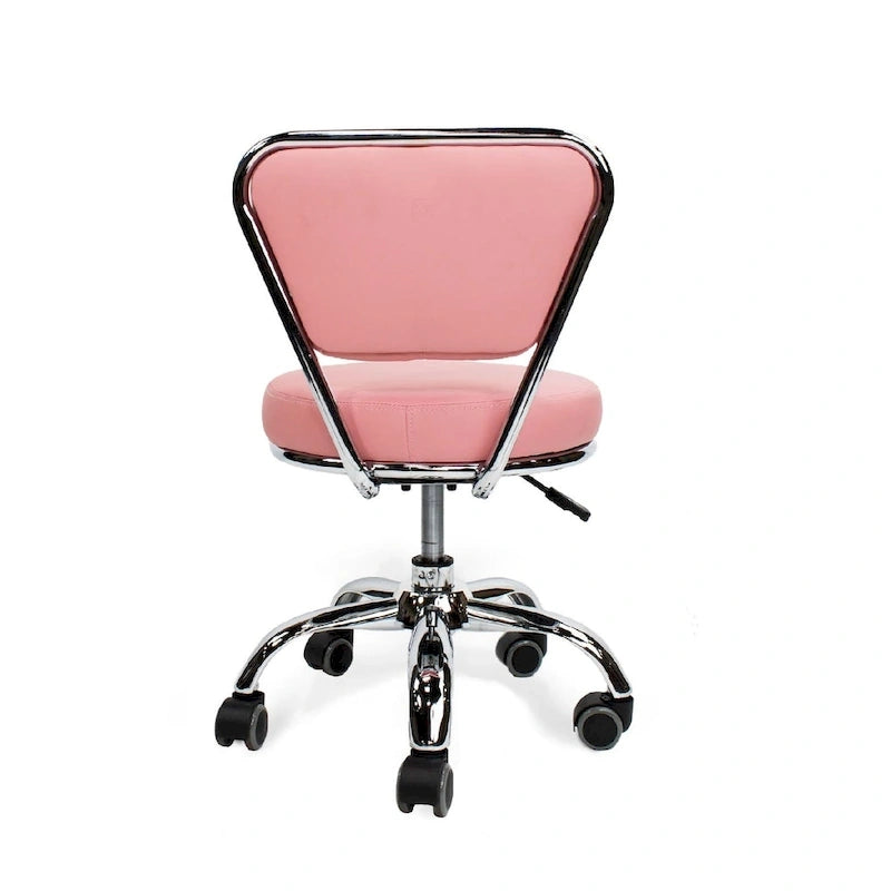 Sgabello basso regolabile da 13 a 15 pollici con schienale, rosa - N/A