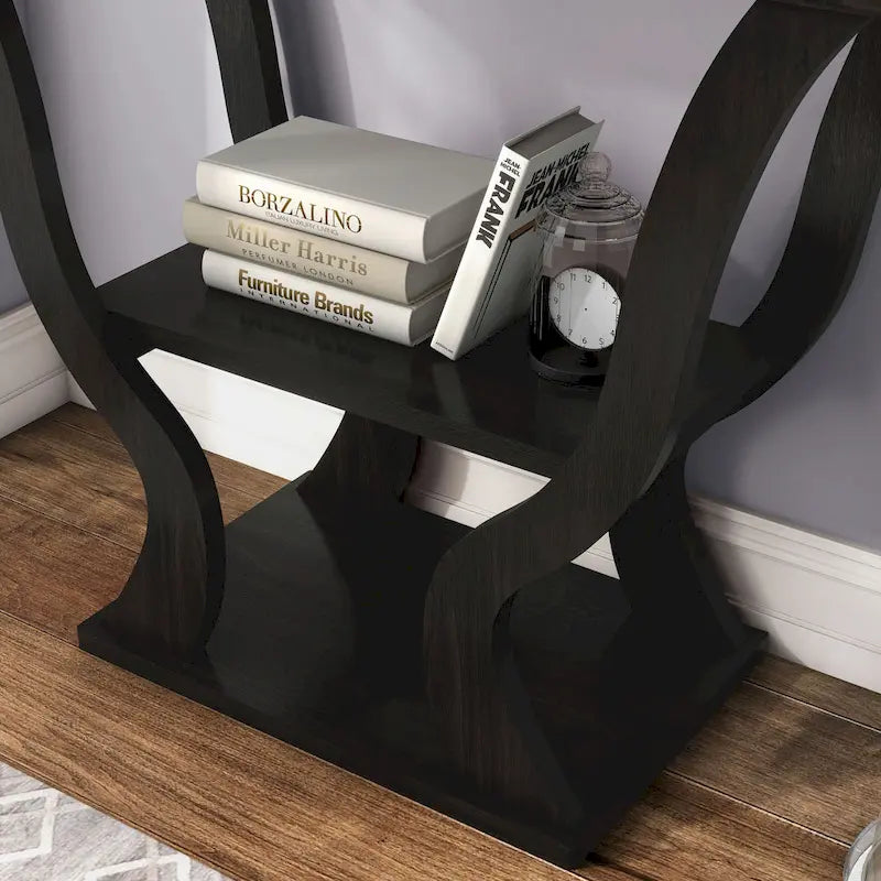 Tavolo console in stile Transizionale color Espresso da 99 cm con ripiano a giorno
