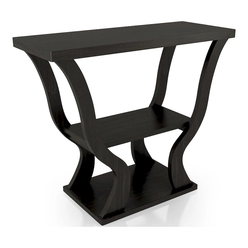 Tavolo console in stile Transizionale color Espresso da 99 cm con ripiano a giorno