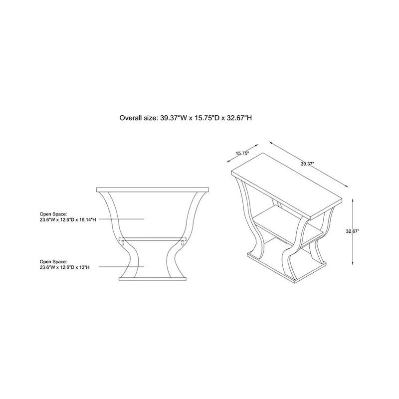 Tavolo console in stile Transizionale color Espresso da 99 cm con ripiano a giorno