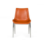 Sedia da pranzo moderna in ecopelle color cognac (set da 2)