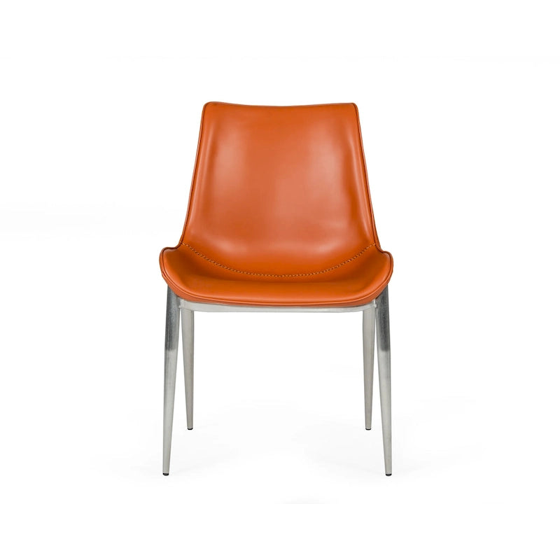 Sedia da pranzo moderna in ecopelle color cognac (set da 2)