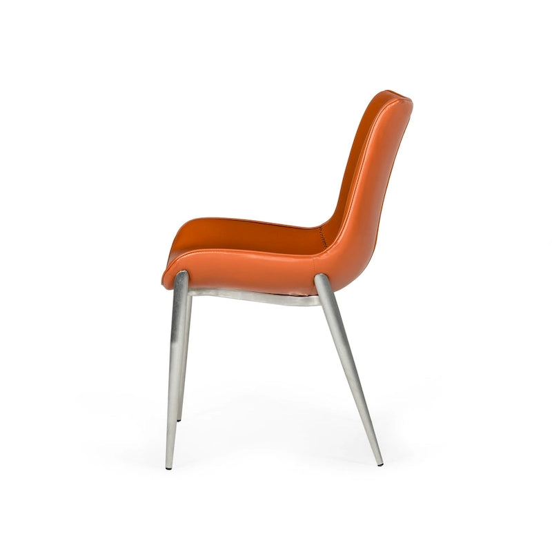 Sedia da pranzo moderna in ecopelle color cognac (set da 2)
