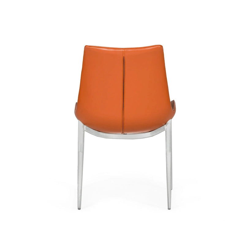 Sedia da pranzo moderna in ecopelle color cognac (set da 2)