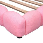 Letto imbottito in Teddy Full Size con piattaforma, porte USB e striscia LED