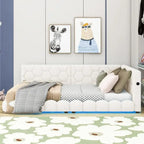 Letto imbottito in Teddy Full Size con piattaforma, porte USB e striscia LED