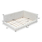Letto imbottito in Teddy Full Size con piattaforma, porte USB e striscia LED