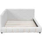 Letto imbottito in Teddy Full Size con piattaforma, porte USB e striscia LED