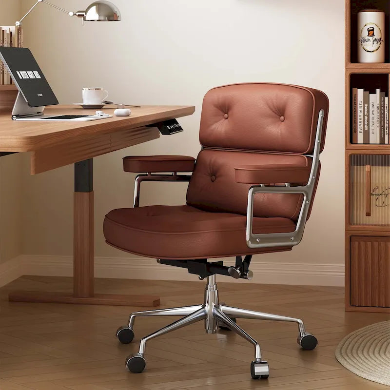 Sedia da ufficio ergonomica in pelle con altezza dello schienale regolabile Lobby Lumbar Support