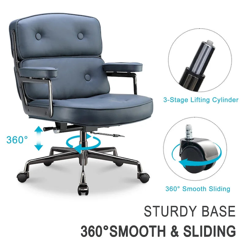 Sedia da ufficio ergonomica in pelle con altezza dello schienale regolabile Lobby Lumbar Support