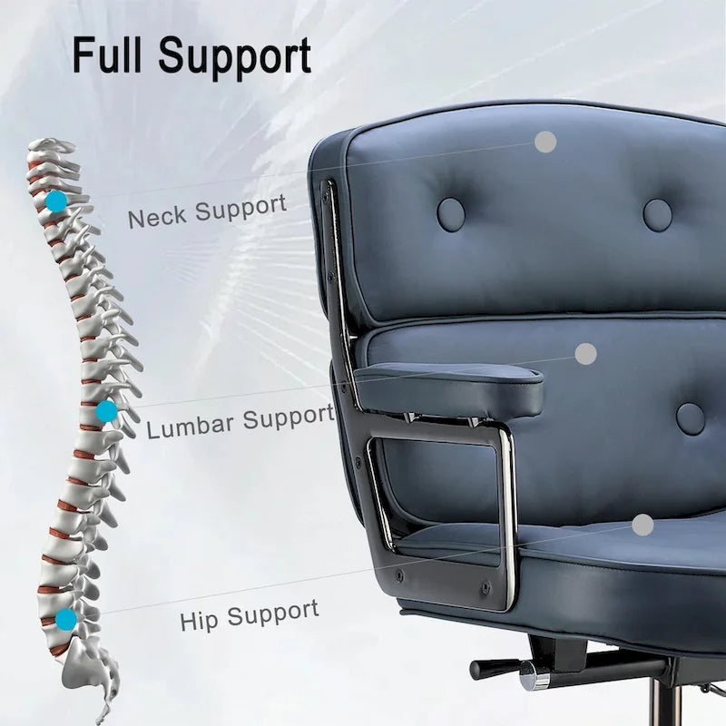 Sedia da ufficio ergonomica in pelle con altezza dello schienale regolabile Lobby Lumbar Support