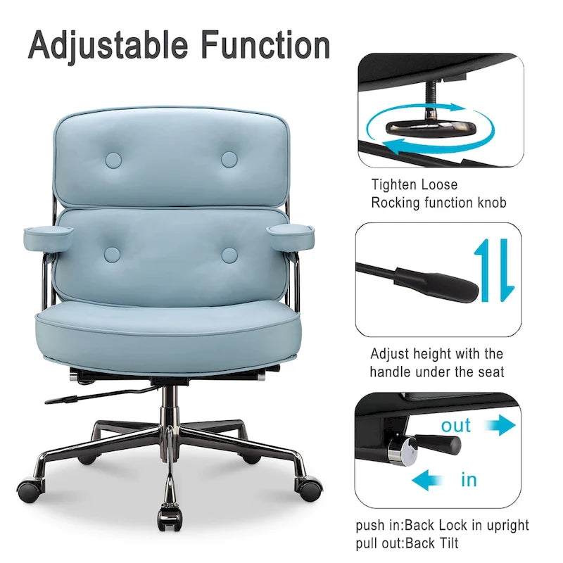 Sedia da ufficio ergonomica in pelle con altezza dello schienale regolabile Lobby Lumbar Support