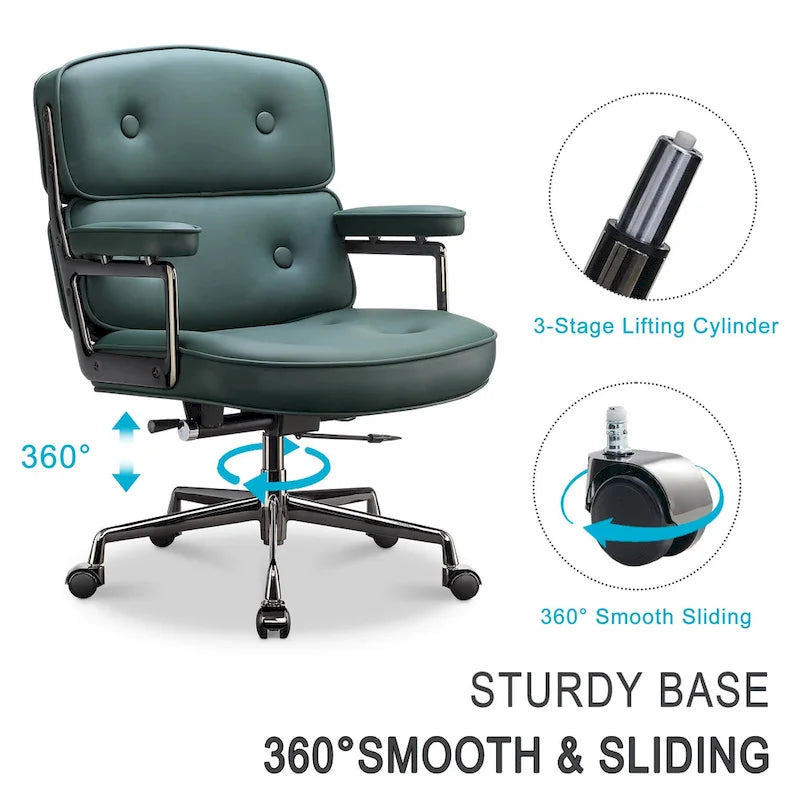 Sedia da ufficio ergonomica in pelle con altezza dello schienale regolabile Lobby Lumbar Support