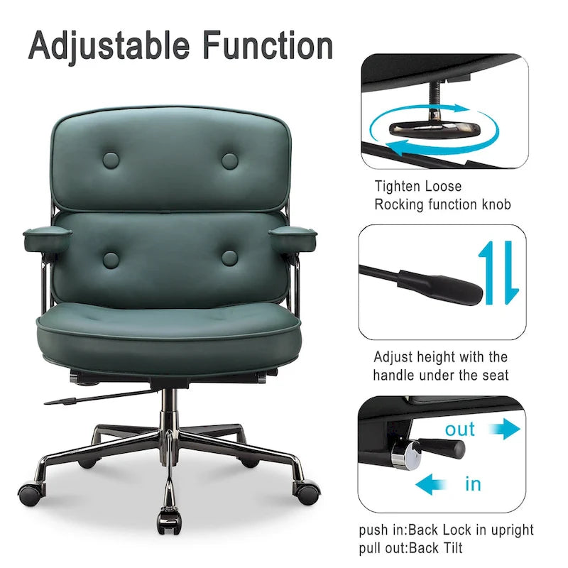 Sedia da ufficio ergonomica in pelle con altezza dello schienale regolabile Lobby Lumbar Support