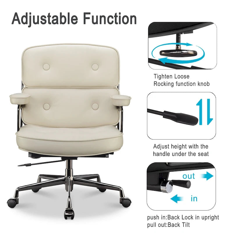 Sedia da ufficio ergonomica in pelle con altezza dello schienale regolabile Lobby Lumbar Support