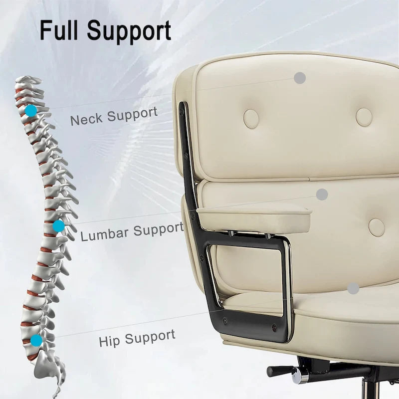 Sedia da ufficio ergonomica in pelle con altezza dello schienale regolabile Lobby Lumbar Support