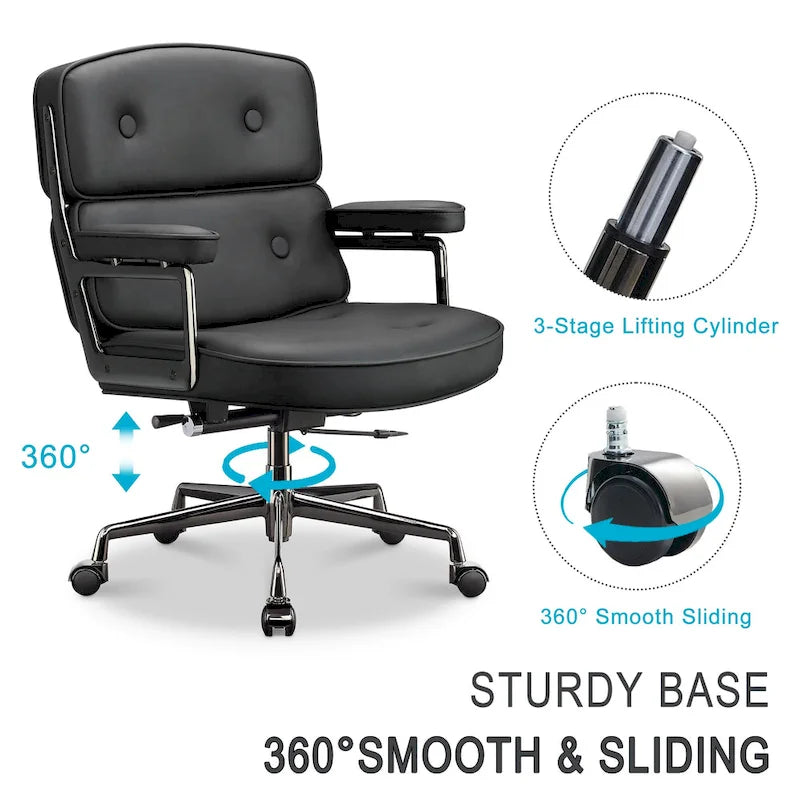 Sedia da ufficio ergonomica in pelle con altezza dello schienale regolabile Lobby Lumbar Support