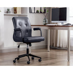  Ames Faux Leather Office Chair with Steel Roller Base, Central Tilt System