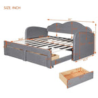 Lettino imbottito una piazza con schienale a nuvola, letto estraibile e 2 cassetti e porte USB, beige