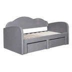Lettino imbottito una piazza con schienale a nuvola, letto estraibile e 2 cassetti e porte USB, beige