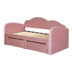 Lettino imbottito una piazza con schienale a nuvola, letto estraibile e 2 cassetti e porte USB, beige