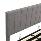 Letto a piattaforma imbottito queen size con sistema di archiviazione idraulico - Beige