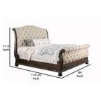 Letto California King con testiera e pediera a slitta, marrone e beige