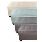  Button Tufted Linen Storage Bench