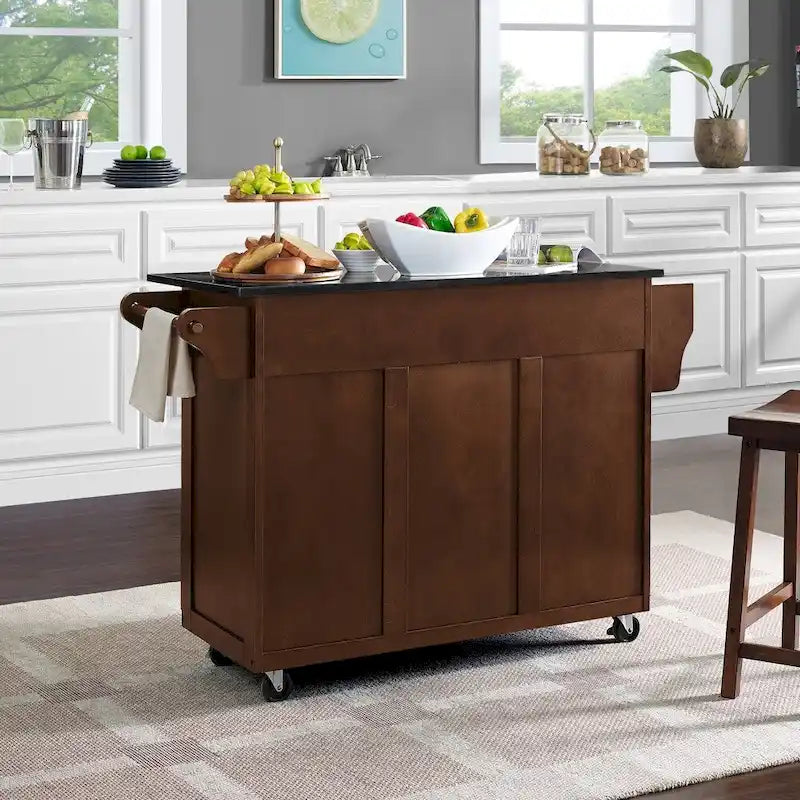 Isola da Cucina con Piano in Granito Nero - 45,7 P x 130,8 L x 89,5 A cm