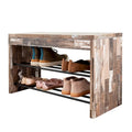  Two-Tier Industrial Shoe Bench in Distressed Wood Finish