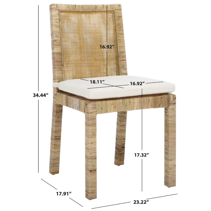 Sedia da pranzo Jessye Cane con cuscino (set da 2) - 21.7 L x 18.1 P x 38.6 A - 22W x 18D x 39H