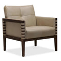 Poltrona in pelle con cornice in legno, larghezza 31".