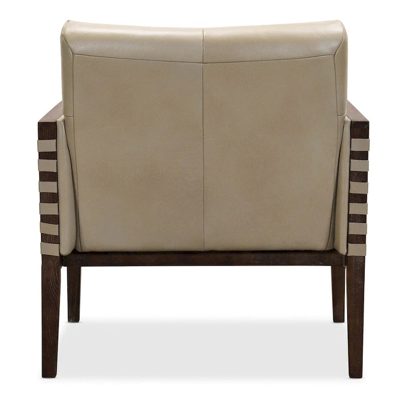 Poltrona in pelle con cornice in legno, larghezza 31".