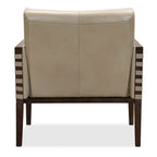 Poltrona in pelle con cornice in legno, larghezza 31".