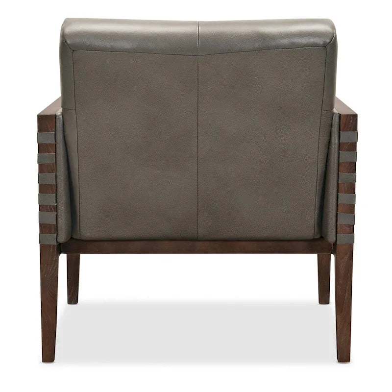 Poltrona in pelle con cornice in legno, larghezza 31".