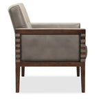Poltrona in pelle con cornice in legno, larghezza 31".